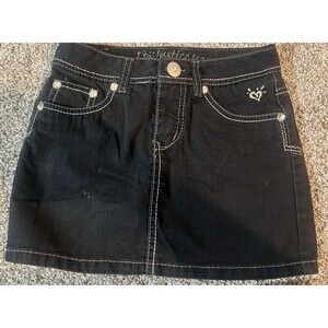 Justice Girls Black Jean Mini Skirt Skort Size 10 Regular